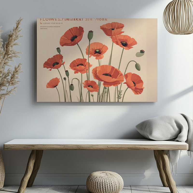 Art floral sur toile avec fleur de New York, H 20 po x l 20 po