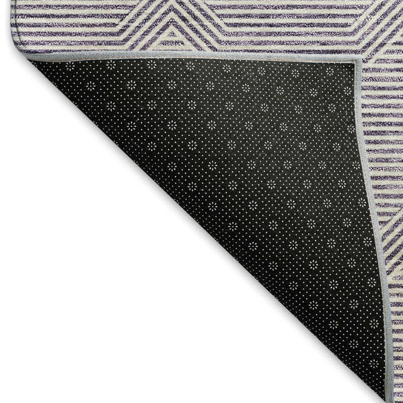 Premium Machine Washable Prisco Purple Rug, Round 8'