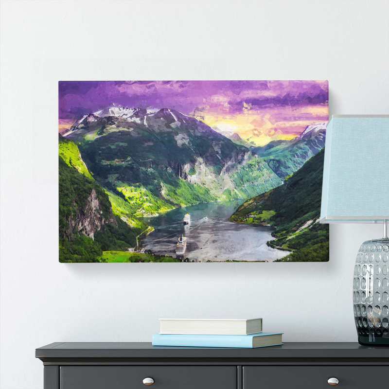 Cruise Ships Passing By Norway In Abstract - Wrapped Canvas Print, 40cm H x 60cm W x 3cm D