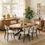 Ensemble de table de salle à manger ronde extensible de 63,1" à 78,8" (160 à 200 cm), table de cuisine ovale 7 pièces avec 6 chaises de salle à manger rembourrées-133948774