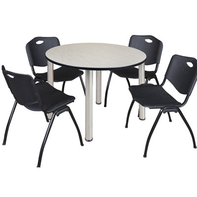 Plateau de table Kee, 4 chaises empilables