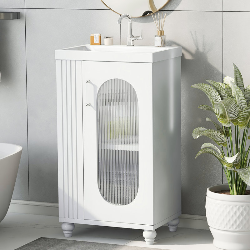 20'' Single Bathroom Vanity With Ceramic Top, White