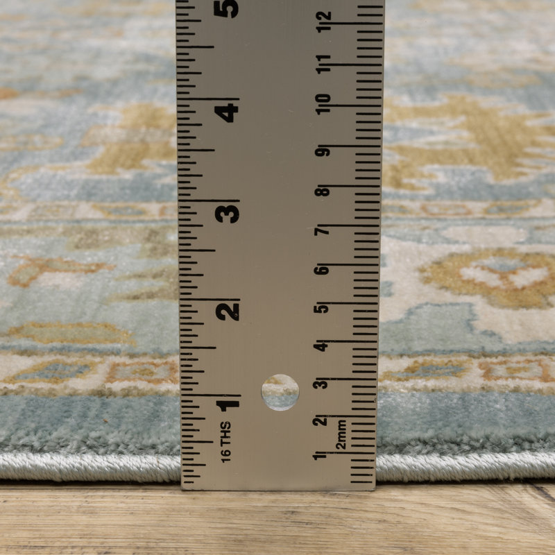 Tapis traditionnel gris sarcelle / rouille Graicyn, Tapis de couloir 2 pi 3 po x 7 pi 9 po
