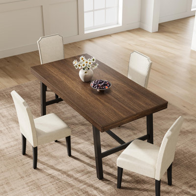 Industrial 55" Dining Table for 2-4 – Rectangular Kitchen & Dining Room Table – Sturdy Metal Legs – Space-Saving for Apartment, Home Office