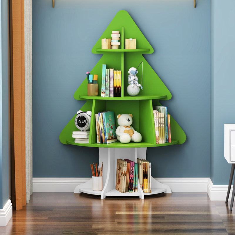 Bookshelf Christmas Tree Shape Corner Bookcase 
