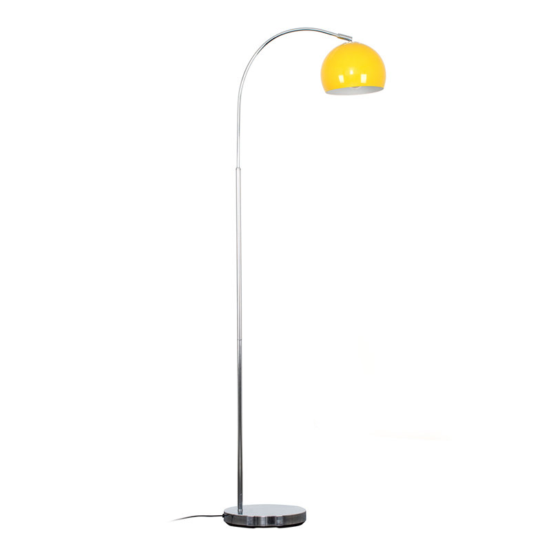Derosier 152cm Arched Floor Lamp, Chrome, Yellow