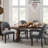 Linen Upholstered Dining Chairs with Curved High Back and Solid Wood Legs-1540862374-1540862375