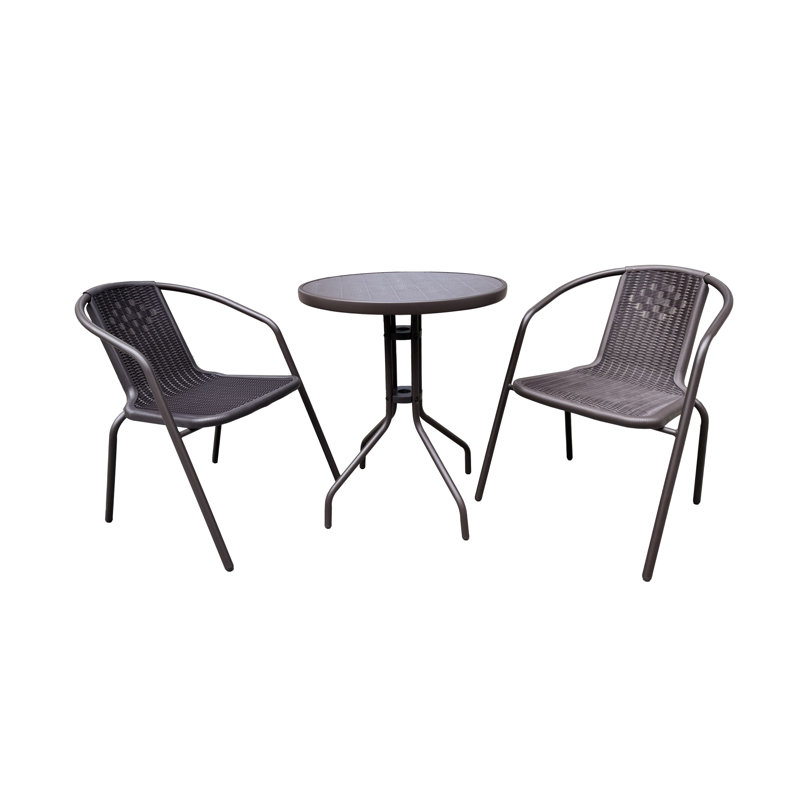 2 - Person Patio Dining Set with Round Table, Brown