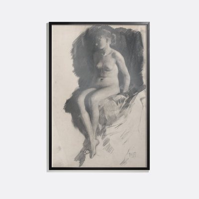 Seated Female Nude Framed Drawing Print