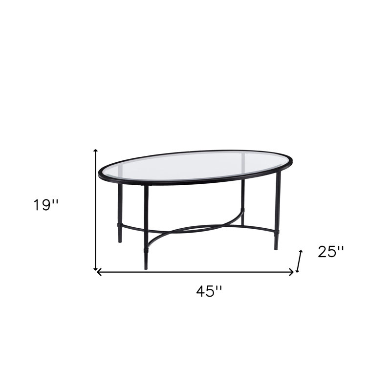 Table basse 45 "ovale en verre et métal noir