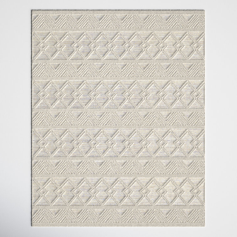 Tribeca Geometric Handmade Flatweave Wool Blue/Cream Area Rug