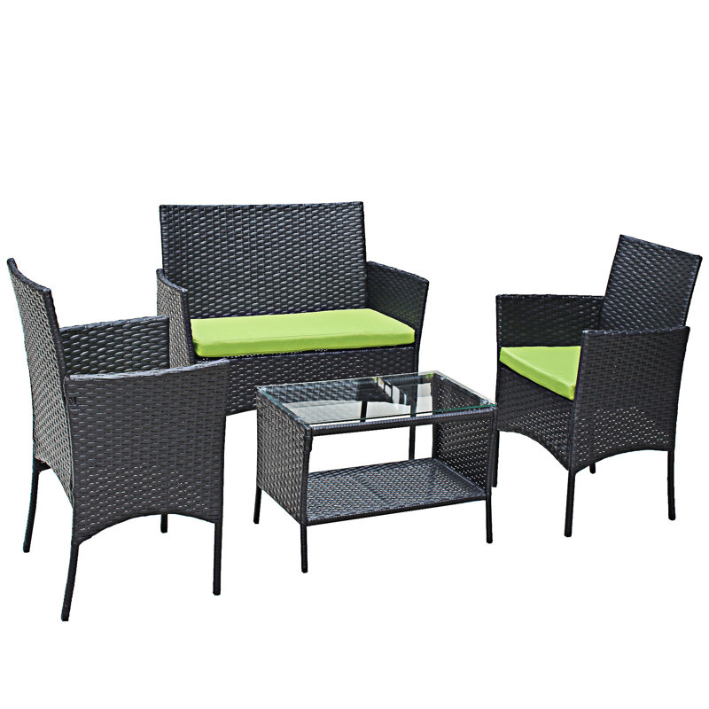 4 Piece Outdoor Patio Sofa Seat, Green