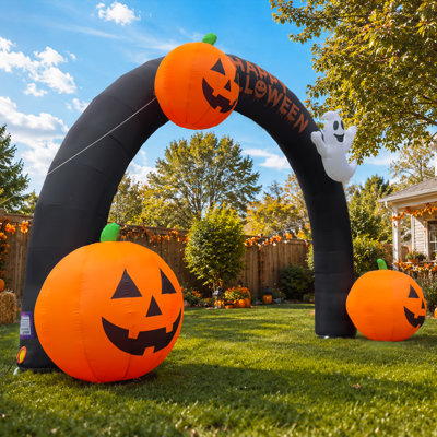Citrouilles gonflables Wellcomer 20 pi et arche fantôme avec lumières DEL intégrées, arche d'entrée gonflable pour la fête d'Halloween et décoration extérieure