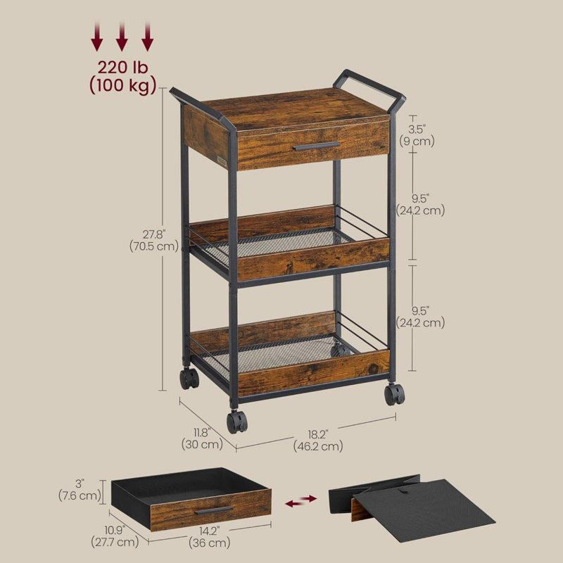 Chariot utilitaire roulant avec plateau de table