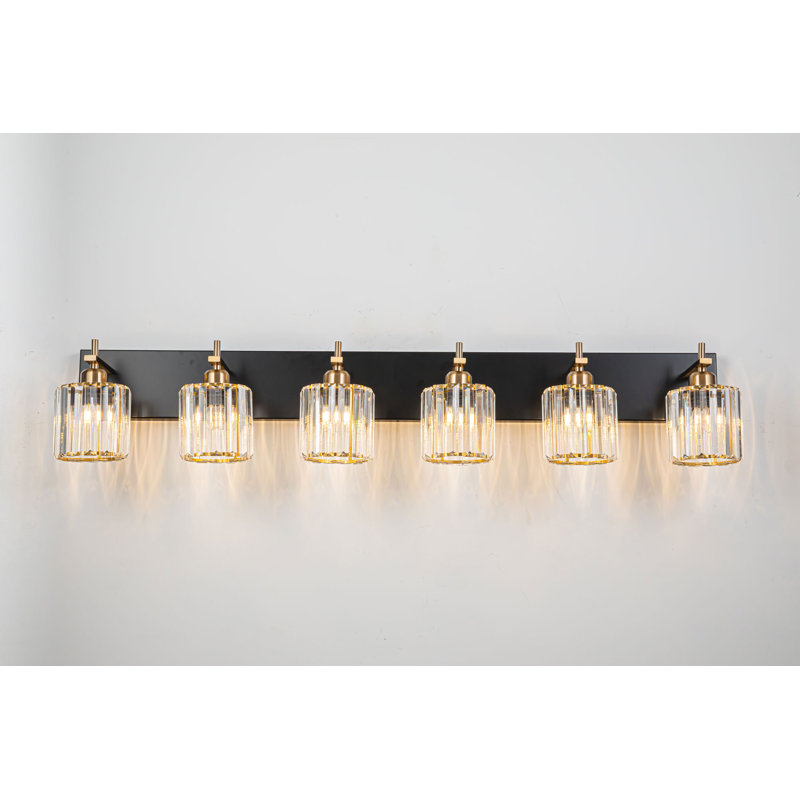 Corless Dimmable Vanity Light, Matte Black/Gold, 6