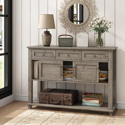 47" Farmhouse Console Table With Storage And 3 Drawers
