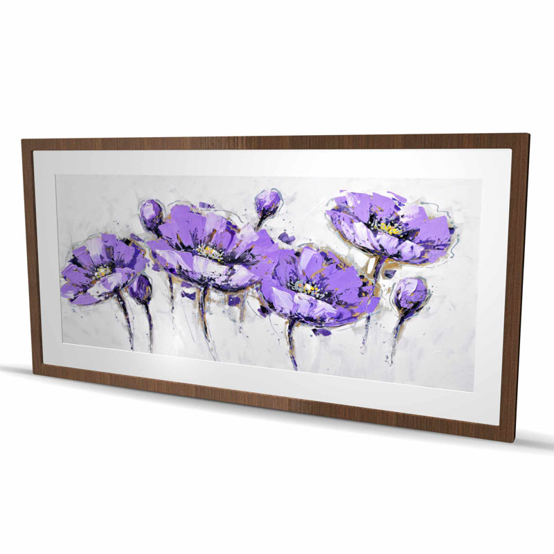 Fleurs abstraites mauves - impression botanique encadrée, Brun