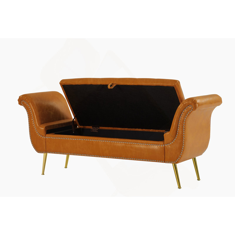 PU leather sofa stool, Yellow Brown