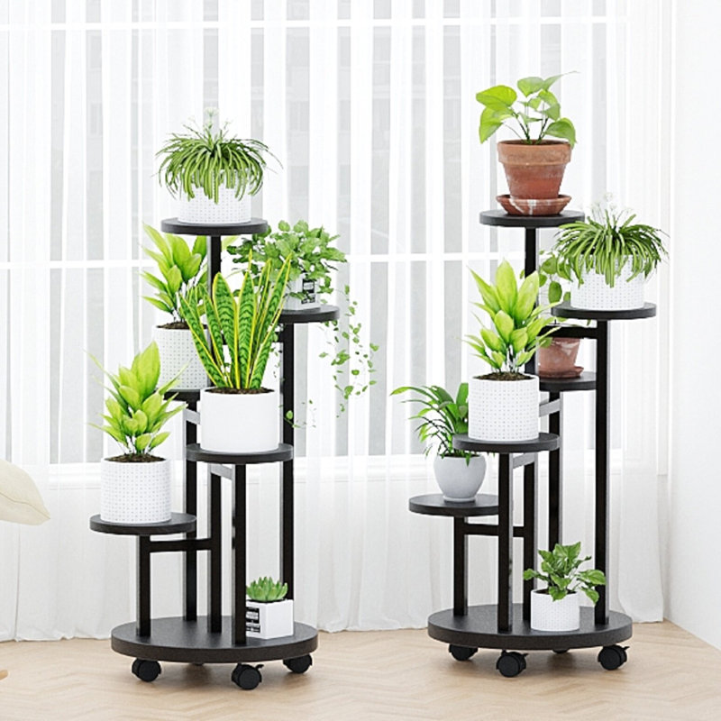 Support à plante roulant avec roues, support de pot de fleurs à plusieurs niveaux, tablette de plante mobile pour adultes