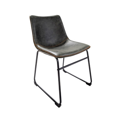 48 cm H Upholstered Faux Leather Dining Chair in Green
