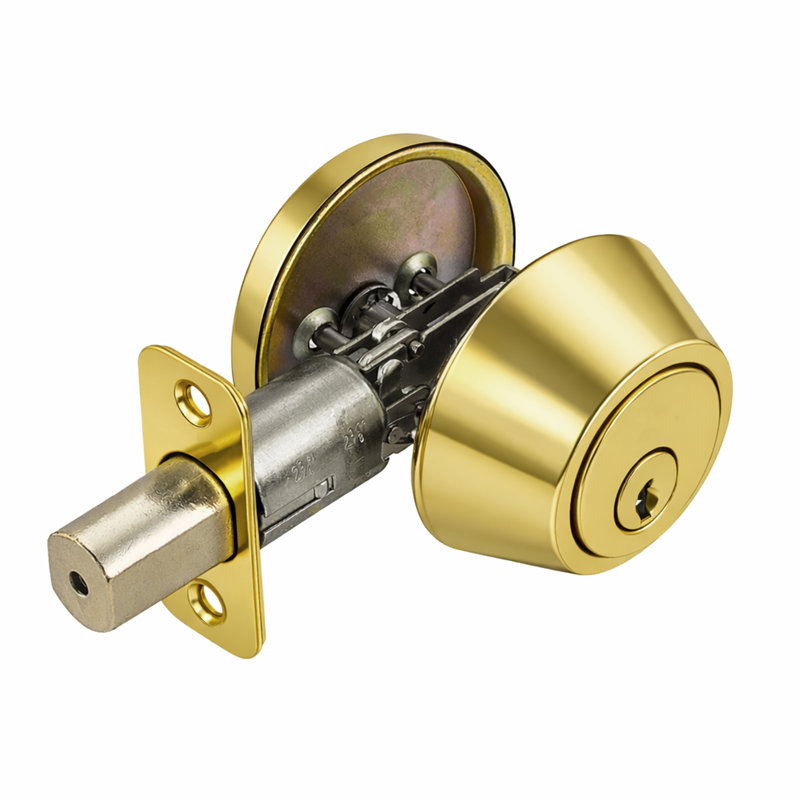 Single Cylinder Deadbolt, Polished Brass