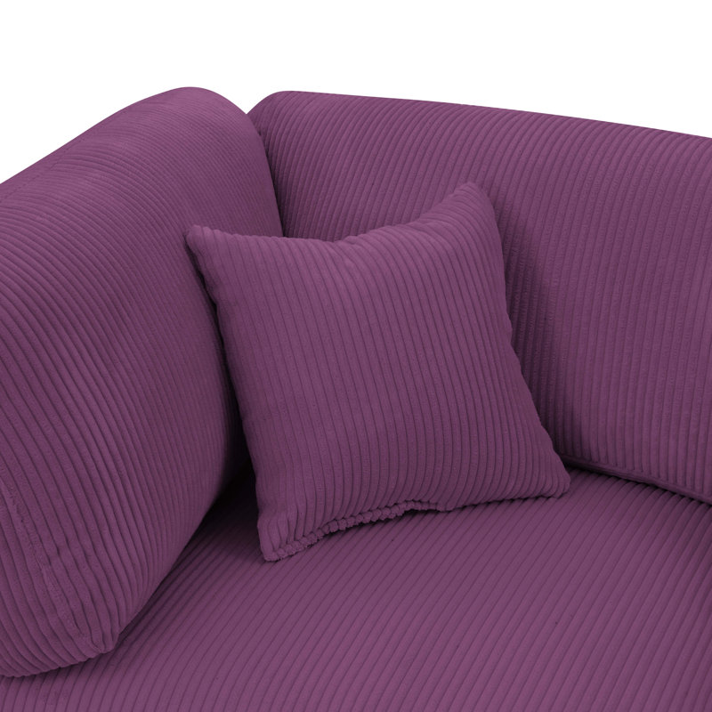 Canapé modulaire rembourré 4 pièces Temica, Velours côtelé mauve