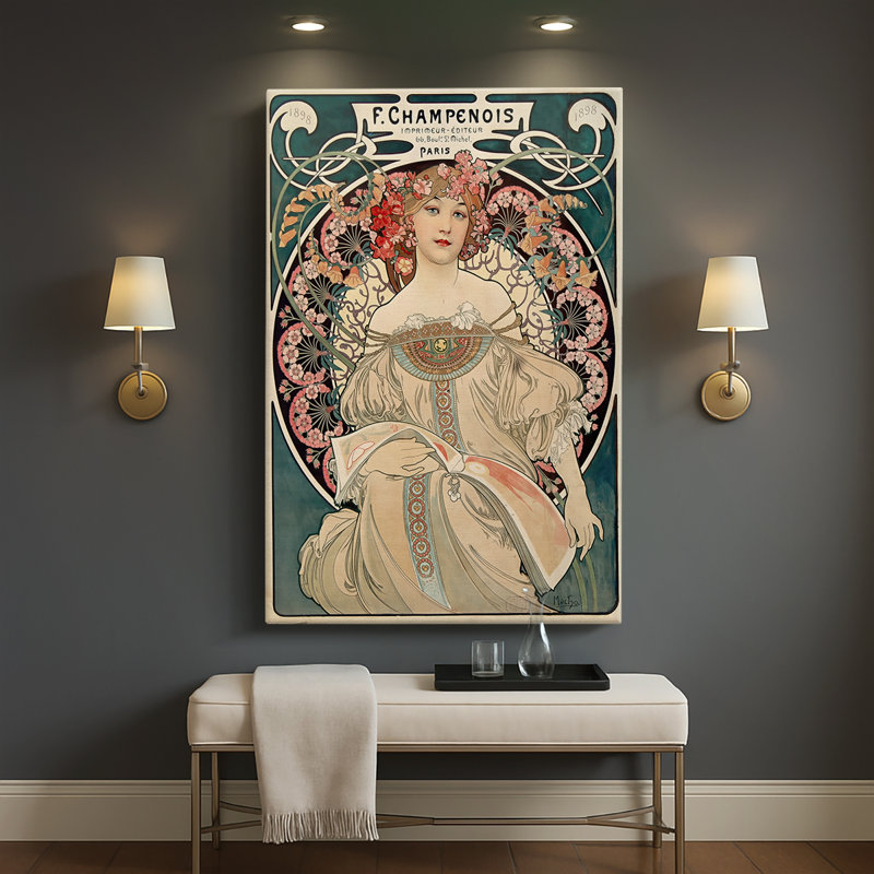 Rêveur - Toile tendue avec châssis par Alphonse Mucha, 32 x 48