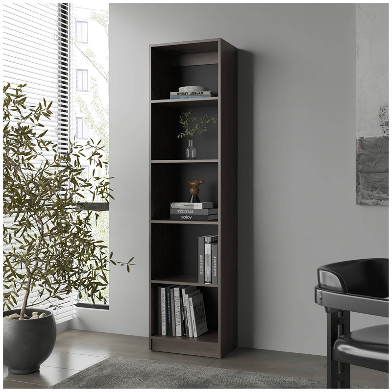 Bibliothèque FM Mobilier Beaver Balley avec rangement ouvert et 5 tablettes, noyer teint, Noyer foncé