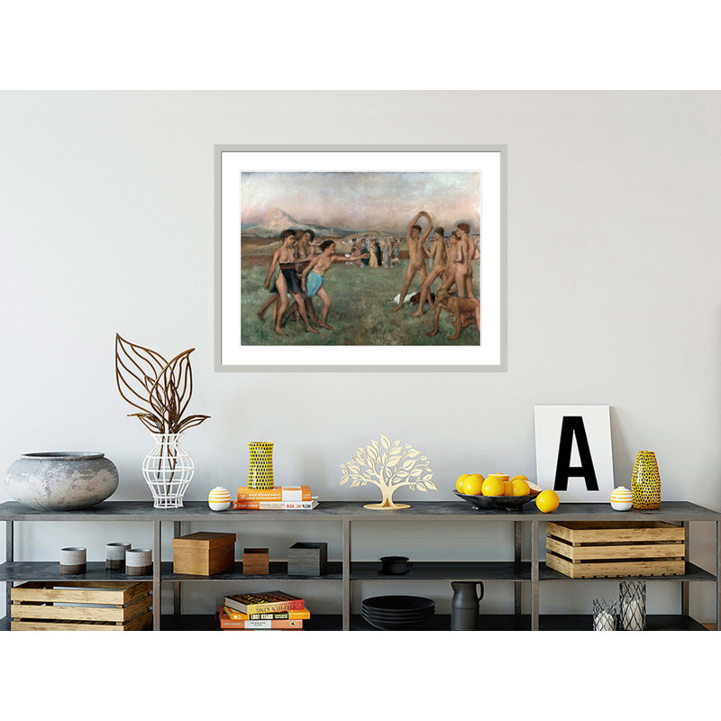 Jeunes spartiates exerçant par Edgar Degas, impression giclée encadrée, H 32,22 po x l 41,5 po