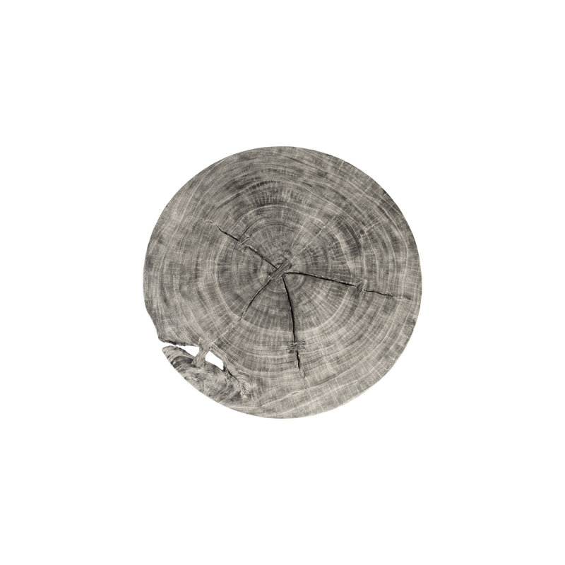 Transitional Chamcha Wood Bar Height Round Dining Table in Black/Gray