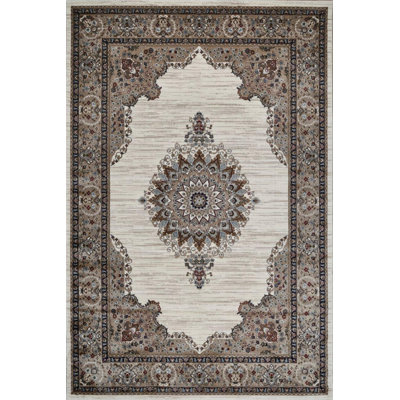 Sutphin Collection Medallion Transitional Area Rug, Cream