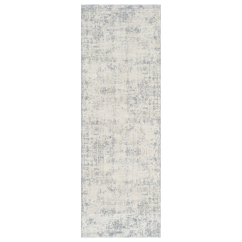 Melby Ivory/Stone Blue Contemporary Abstract Power-loomed Indoor Area Rug, Runner 2'7" x 7'10"