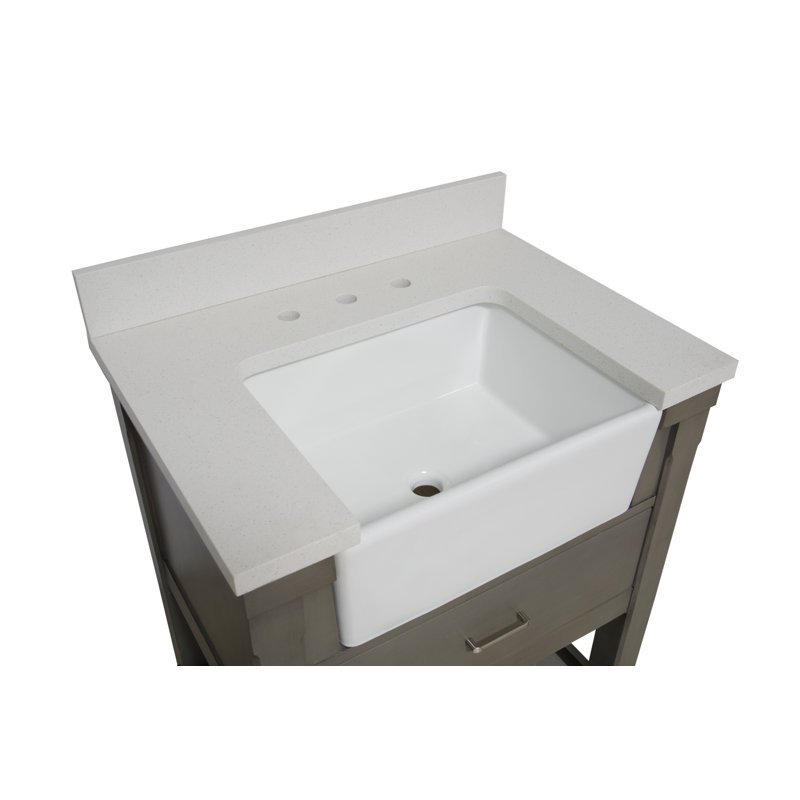 Weathered Gray 30'' Single Bathroom Vanity with Quartz Top