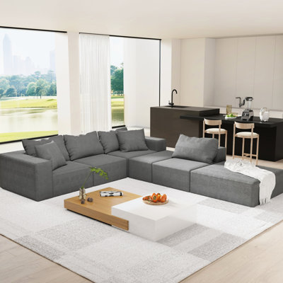 Chambre modulaire - L 132 po avec rembourrage modulaire en mousse et chenille 6 coussins sans assemblage