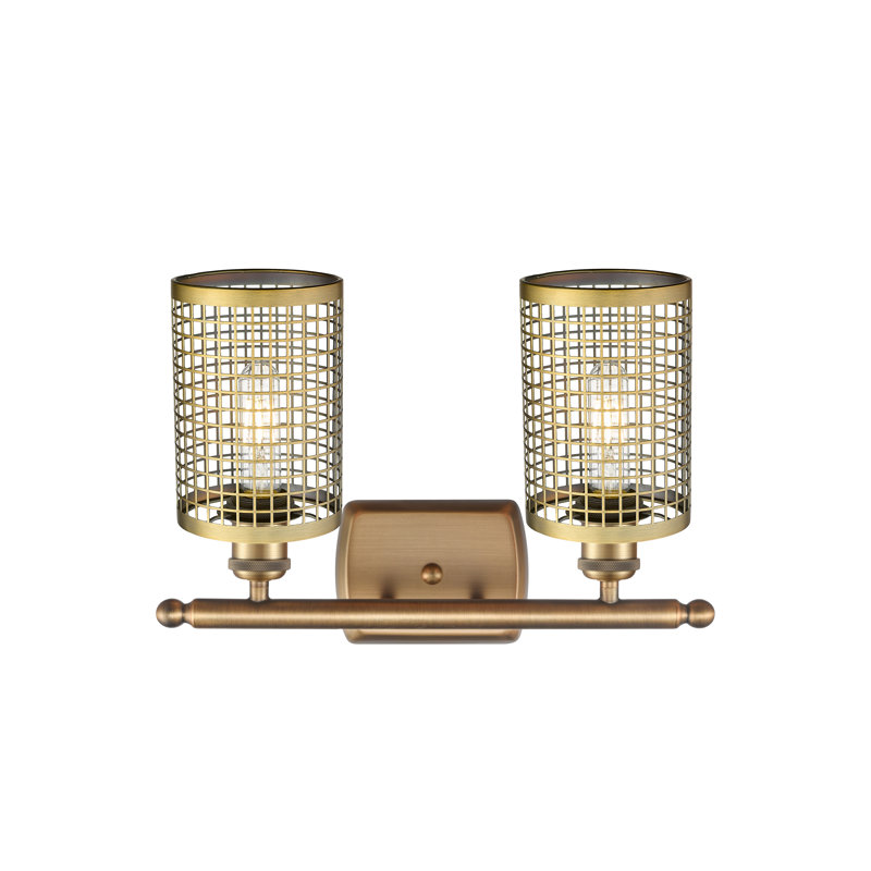 Éclairage pour meuble-lavabo à 2 lumières Jerine, Laiton brossé