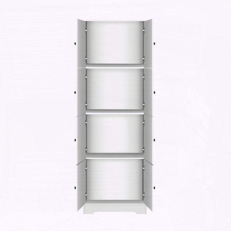 Armoire de rangement haute 72,4 "avec 8 portes et 4 tablettes - Organisateur modulaire pour le salon, la cuisine, le bureau, la salle de bain (blanc)