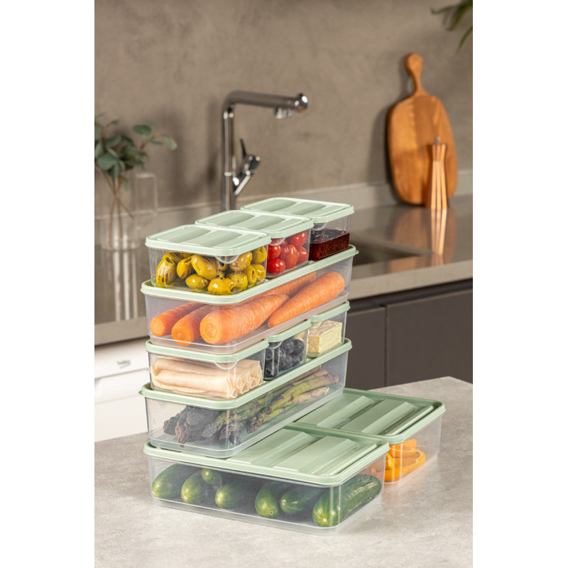 10-Piece Mint Storage Box Set, 100% Plastic | Includes (2) 4.3 x 11.8 x 2.8 in. (56.0 fl oz), (2) 9.1 x 5.9 x 2.8 in. (59.0 fl oz), (6) 3.5 x 4.1 x 2.2 in. (11.8 fl oz) | Dishwasher Safe, Ideal for Organizing Home & Office Spaces
