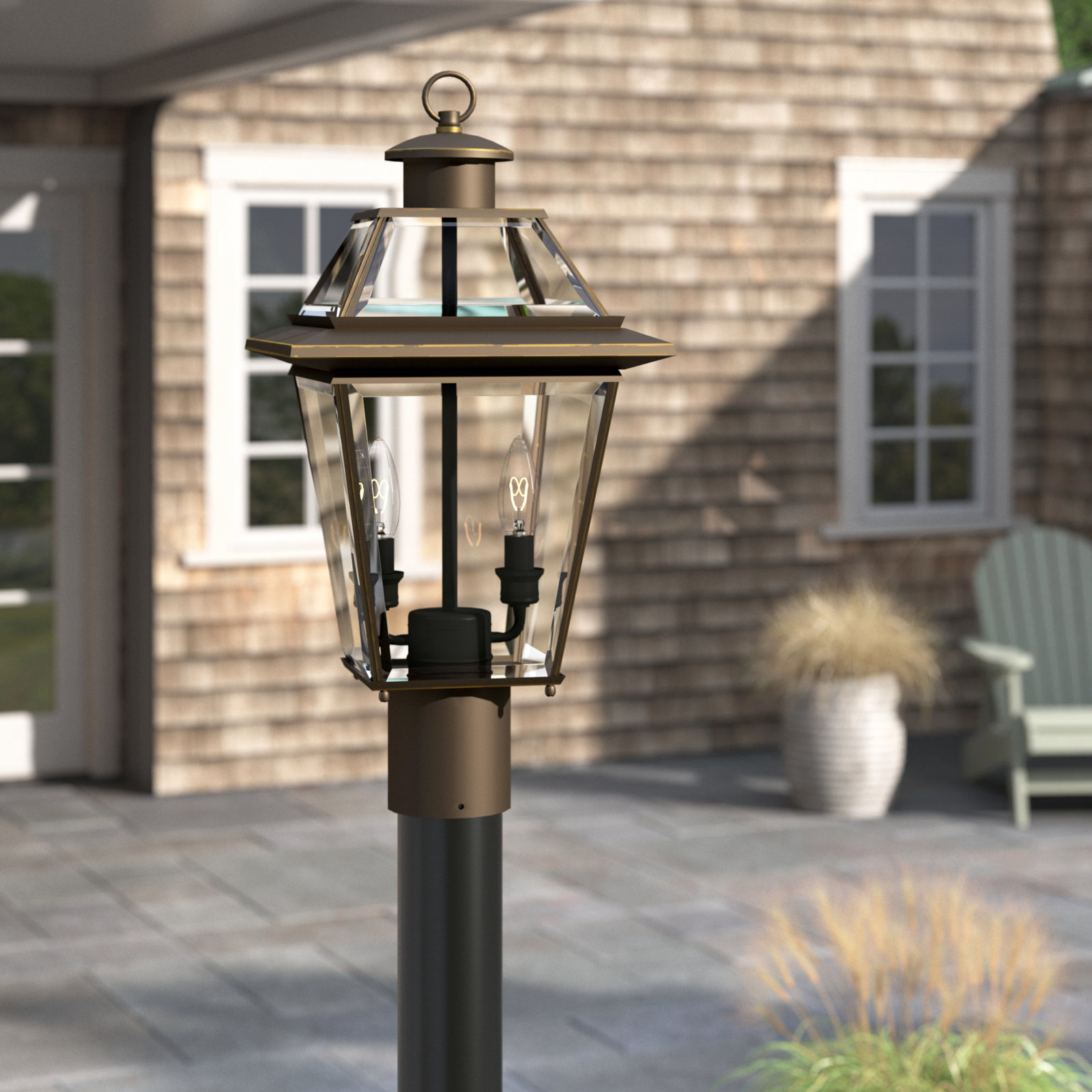 Calais Beveled Outdoor Lantern Head, Antique Bronze