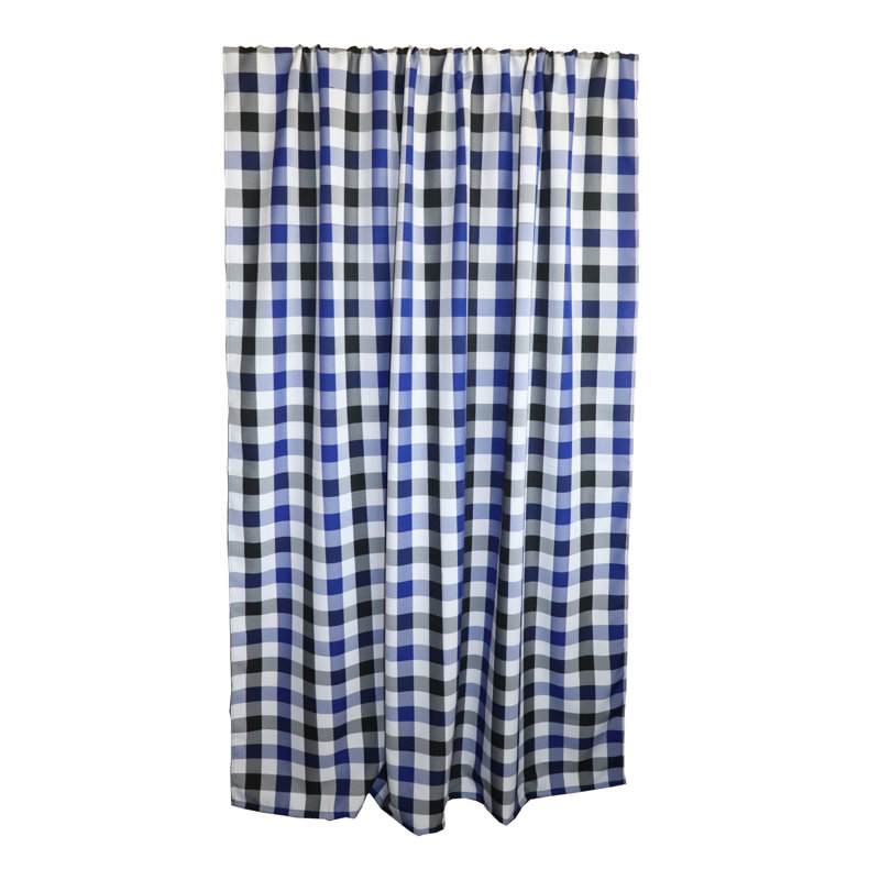 Chestermere Semi Sheer Curtain Single Panel, 56" W x 72" L, Black/White/Royal Blue