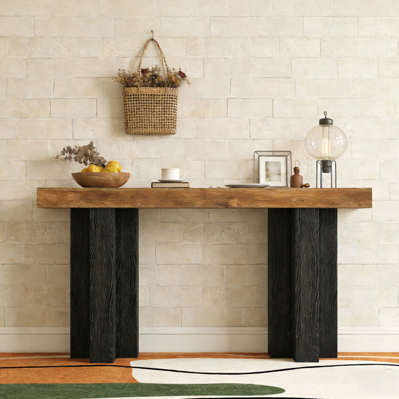 Table de canapé à 2 niveaux Farmhouse avec tablette de rangement ouverte