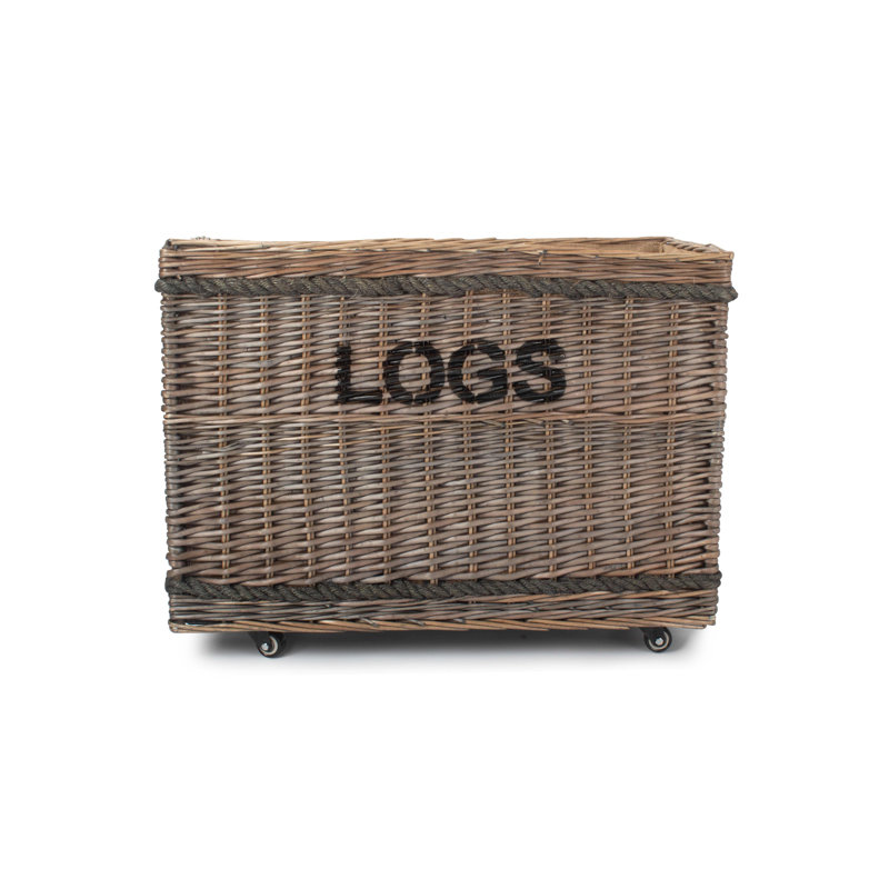 Wicker Jumbo Lined Wheeled Log Basket