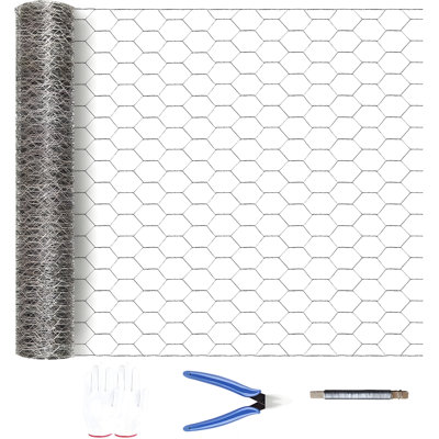 Silver Galvanized Metal Hexagonal Mesh, 21-Gauge Wire, Rust-Resistant Garden Net, Suitable For Floral Arrangements, Chicken Wire, Handicrafts, Plant Protection, And Rabbit Cages.