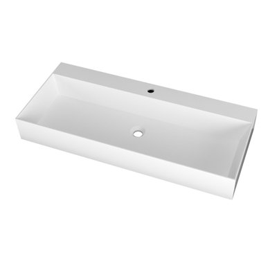 CASAINC Rectangular Wall Mounted Solid Surface Resin Bathroom Sink