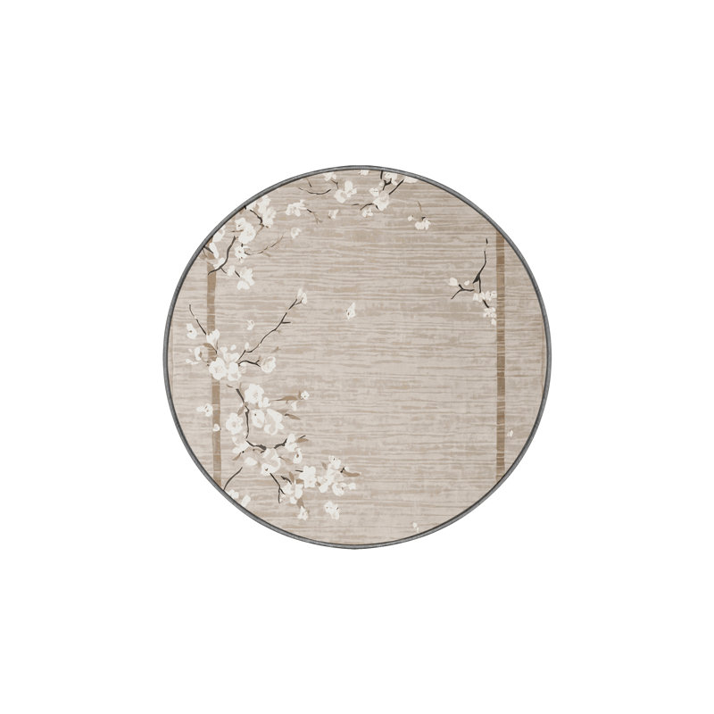 Tapis gris soyeux et moelleux, Rond 3 pi