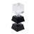 2.4X2.4X5.9" Black And Clear Two Tiered Square Candle Holder