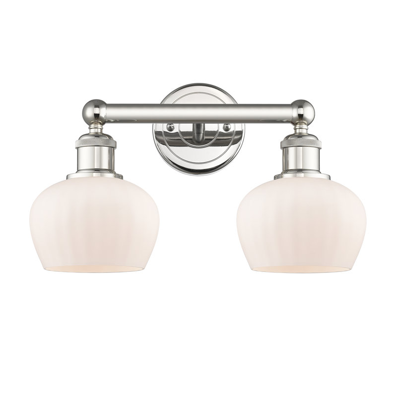 Éclairage pour meuble-lavabo à 2 lumières, Nickel poli, Blanc mat