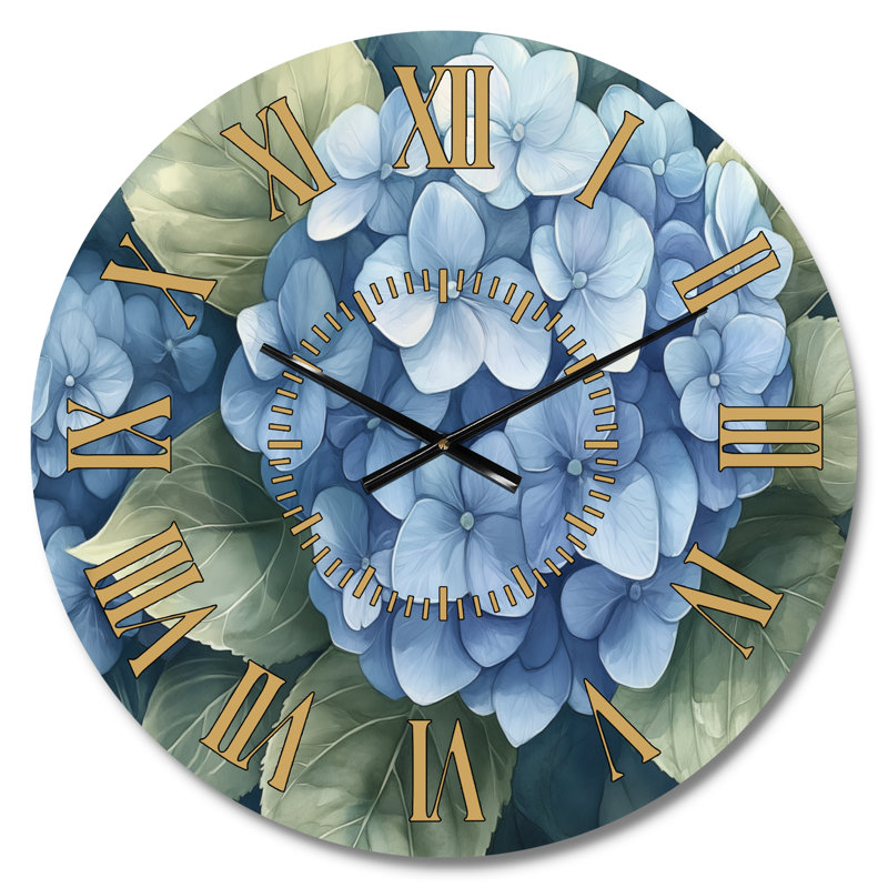 Horloge murale florale bleue, Petit