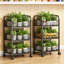 Chariot de cuisine à roulettes à 3 niveaux avec roulettes, organisateur de rangement en métal pour fruits, légumes, oignons, pommes de terre, garde-manger et collations