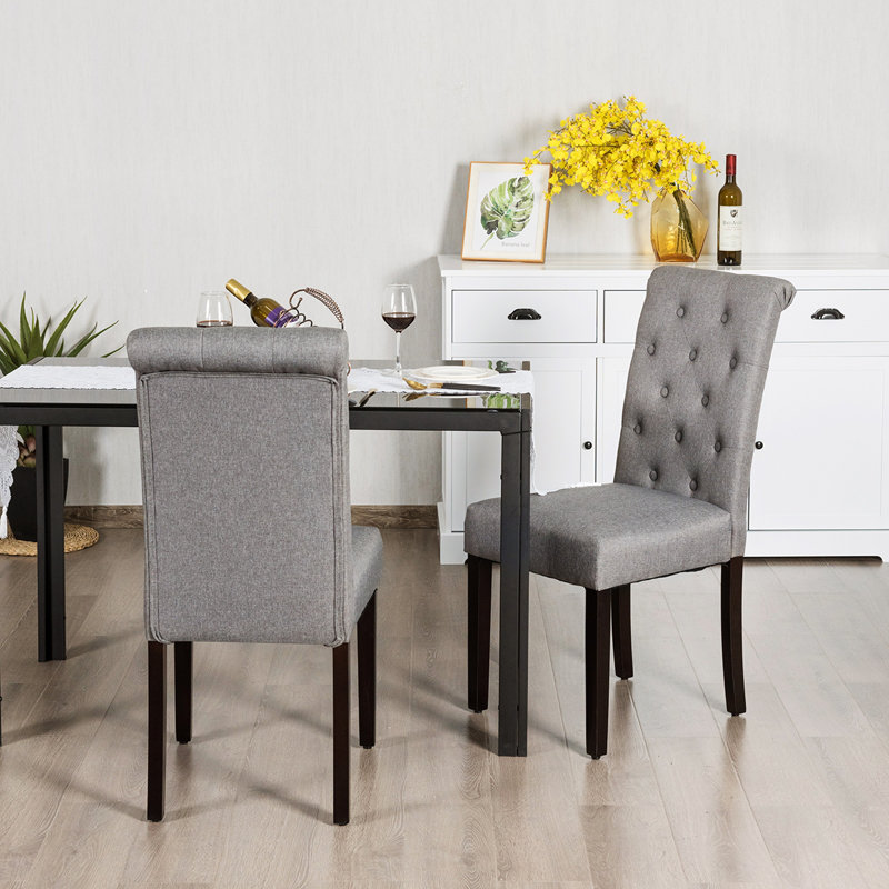 Chaise parsons rembourrée Insha, gris, Noir