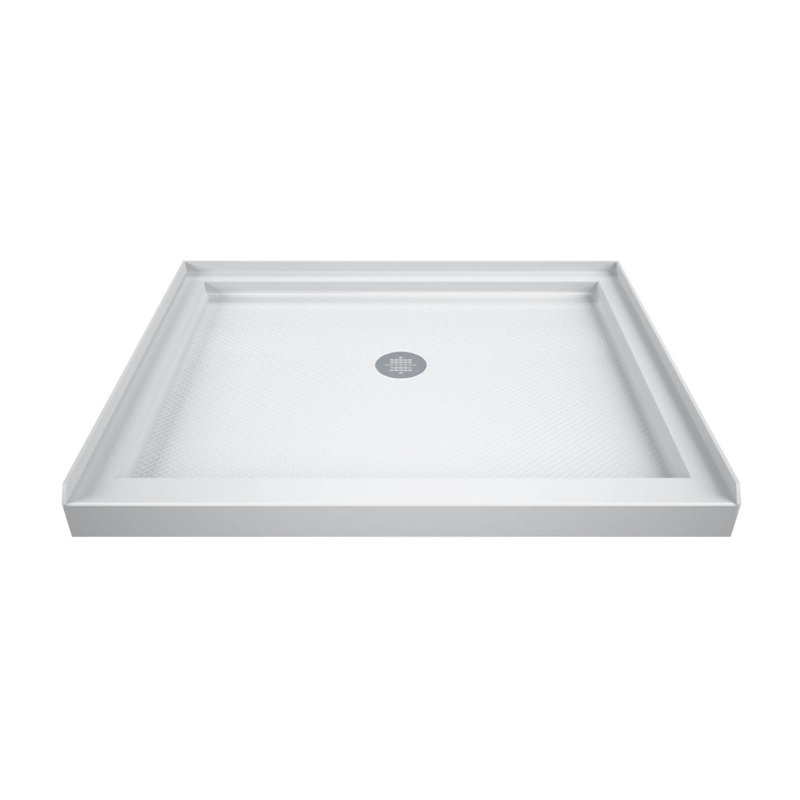 DreamLine SlimLine 32 inch D x 32 inch W x 2 3/4 inch H Center Drain Single Threshold Shower Base in White, White